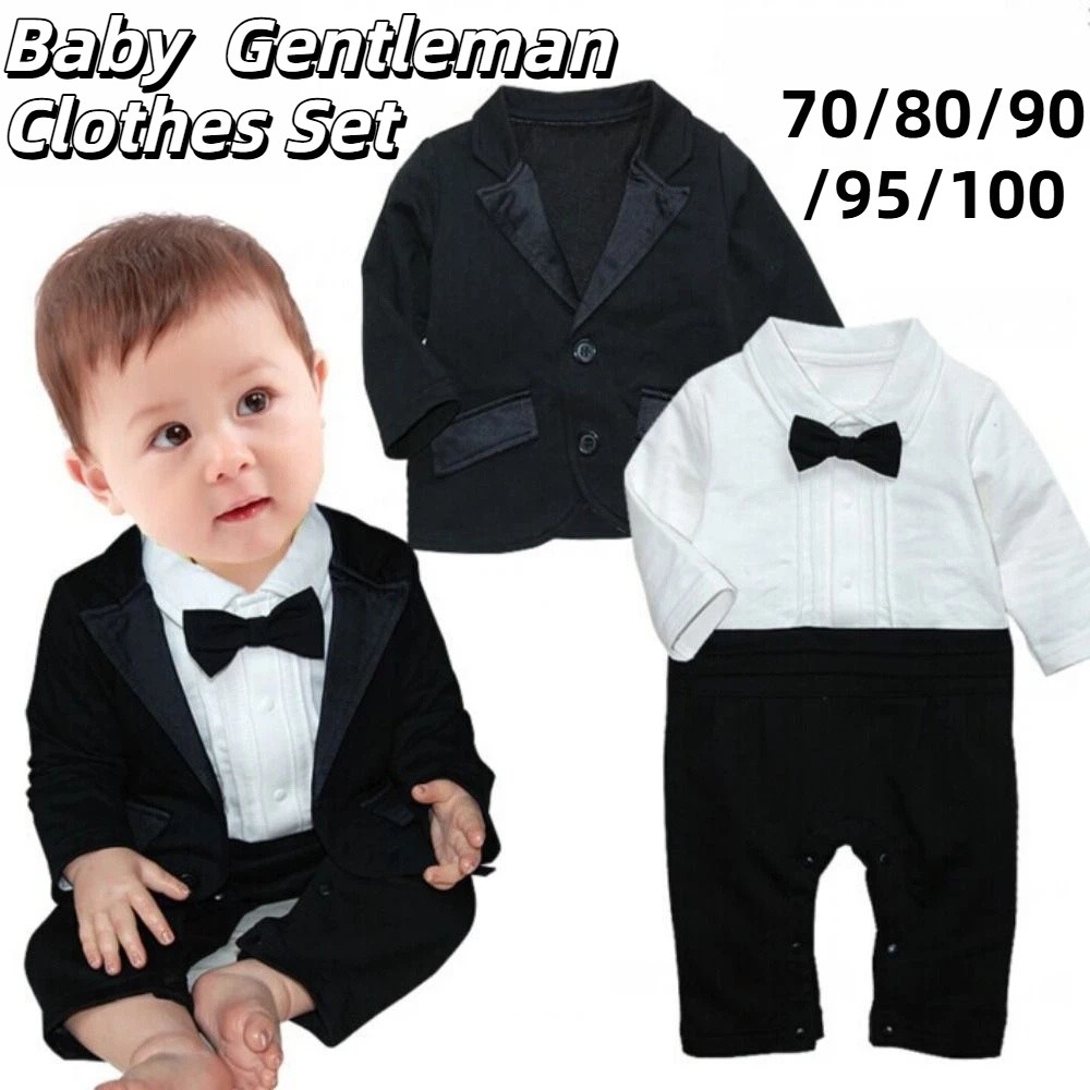 Baby Clothing Bundles - 2 pçs/set preto smoking cavalheiro chefe
